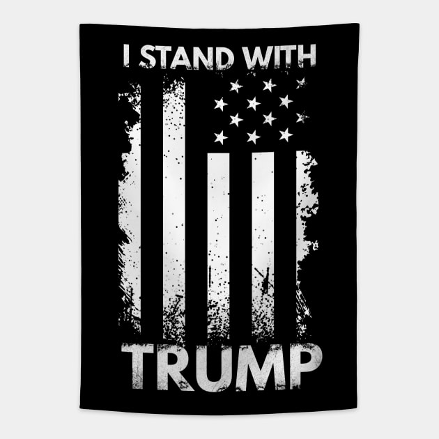 I Stand With Trump, Black and white. Tapestry by Traditional-pct