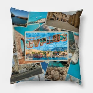 Greetings from Cyprus Vintage style retro souvenir Pillow