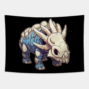 Spooky Kawaii Triceratops Isometric Dinosaur Skeleton Tapestry