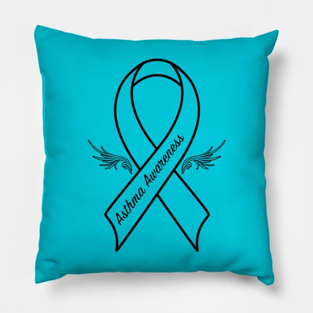 Asthma Awareness Ribbon with Wings Pillow by PenguinCornerStore