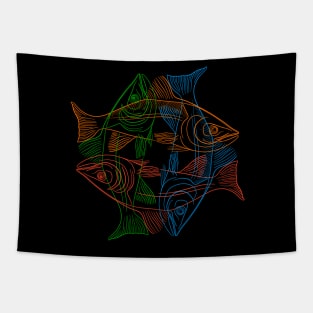 Salmon drawing in four colors Tapestry