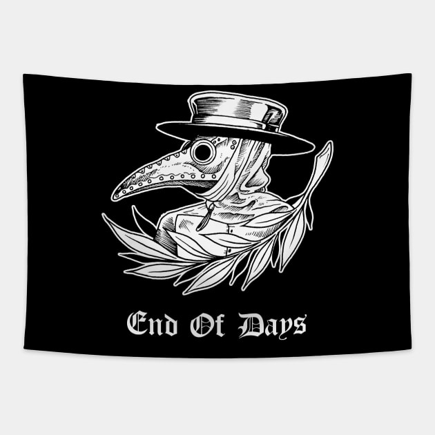 Plague Doctor End of Days Halloween Black Death Tapestry by btcillustration