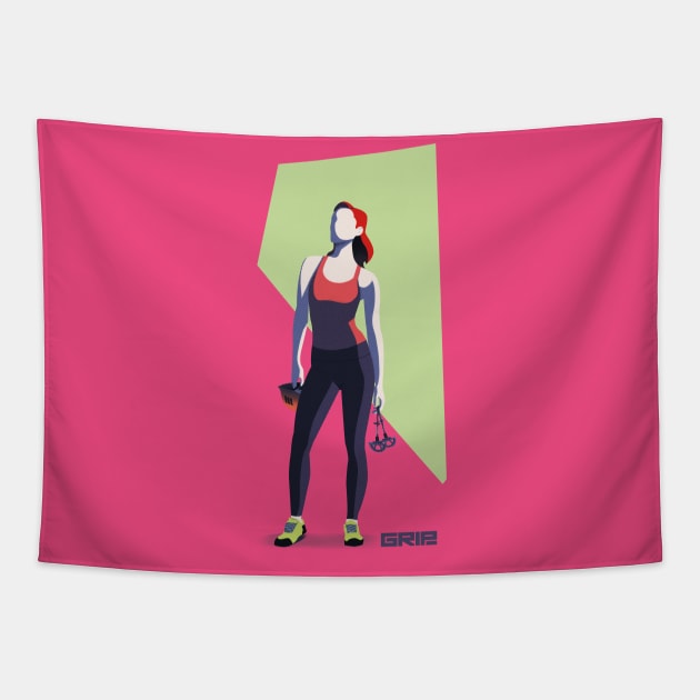 Climbing girl II Tapestry by gripclimbing