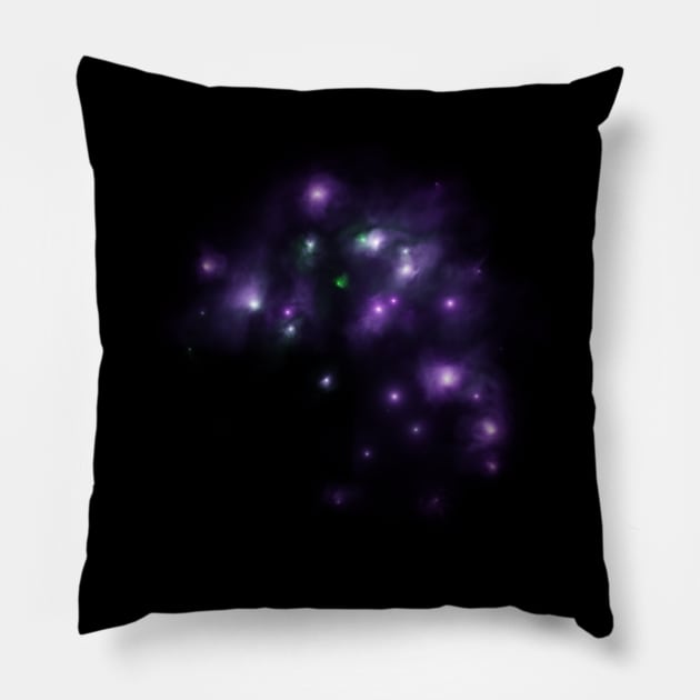 Purple constellation and bright stars Pillow by Alexmelas