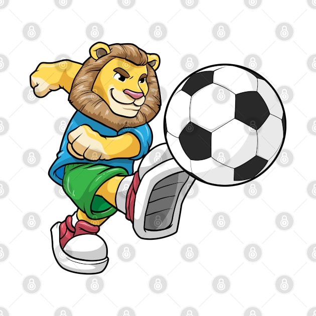 Lion as Soccer player with Soccer ball by Markus Schnabel