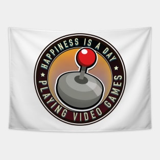 Happiness is a day playing video games logo Tapestry