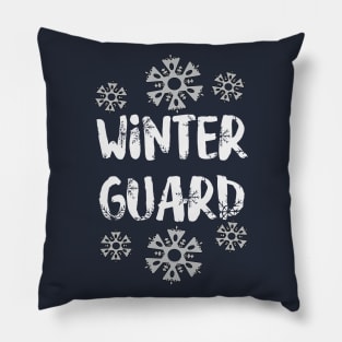 Winter Guard Snowflake White Text Pillow