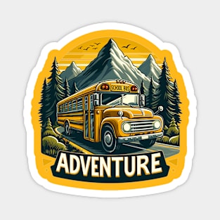 School Bus On An Adventurous Road Trip Magnet