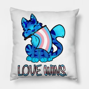 Love Wins Cat (Trans Flag) Pillow