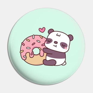 Cute Little Panda Hugging Doughnut Pin