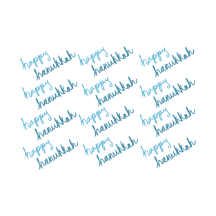 Happy Hanukkah Blue Script Lettering Pattern, made by EndlessEmporium T-Shirt