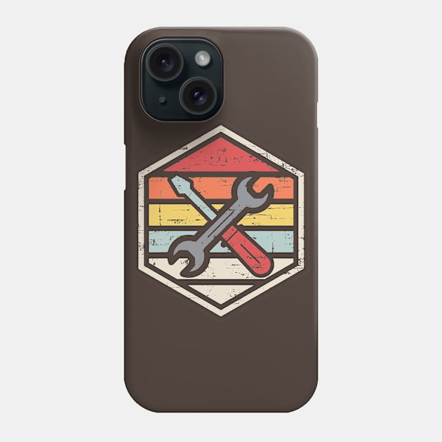 Retro Badge Tools Phone Case by rojakdesigns