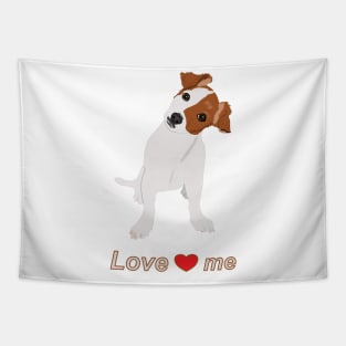 Cute dog with text love me Tapestry