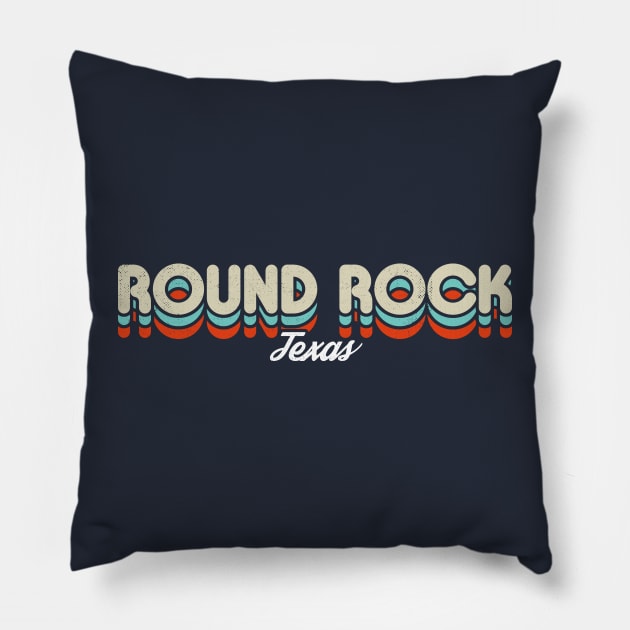 Retro Round Rock Texas Pillow by rojakdesigns