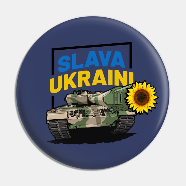 Slava Ukraini Tank With Sunflower Pin by KaroCars