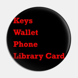 Keys Wallet Phone Library Card Red Pin