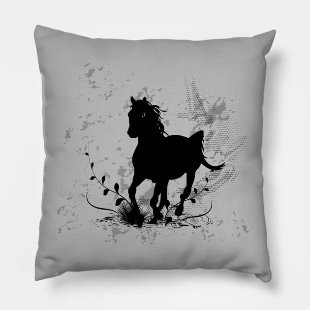 Beautiful black horse silhouette Pillow by Nicky2342