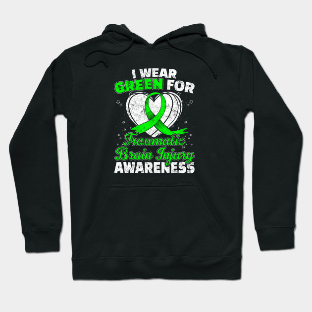Family Support Design TBI Traumatic Brain Injury Awareness Green Ribbon Sweatshirt