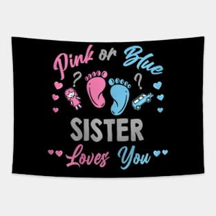 Pink Or Blue Sister Loves You Gender Reveal Tapestry