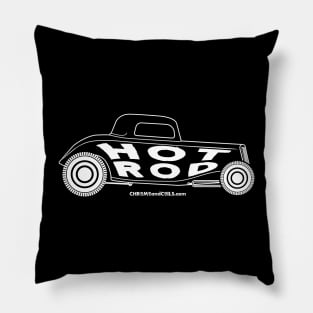 Hot Rod Car Graphic - White Pillow