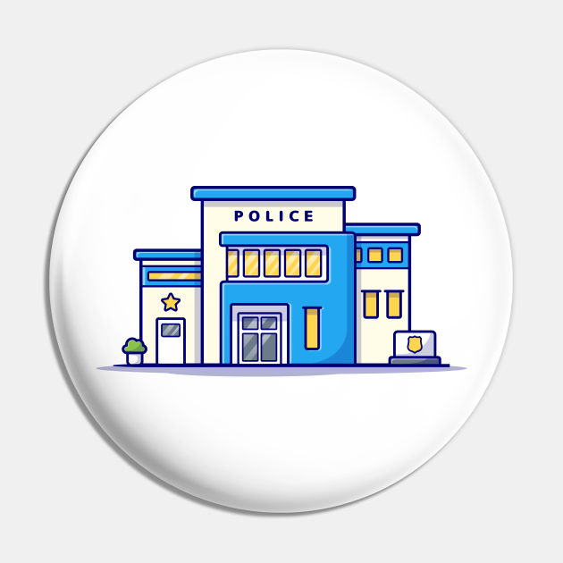 Police Office Cartoon - Police Station - Pin | TeePublic Police Office Cartoon - Police Station - Pin | TeePublic