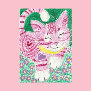 happy pink tabby cat T-Shirt