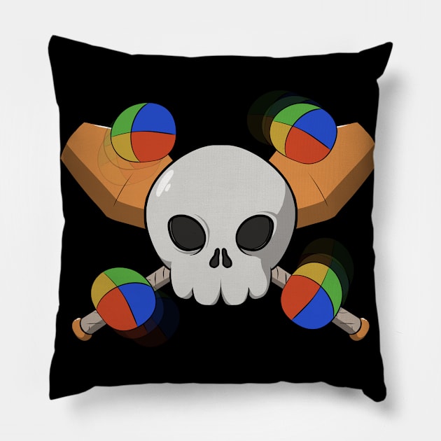 Juggling crew Jolly Roger pirate flag (no caption) Pillow by RampArt