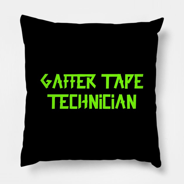 Gaffer tape technician Green Tape Pillow by sapphire seaside studio