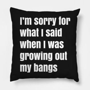 I'm Sorry For What I Said When I Was Growing Out My Bangs Pillow