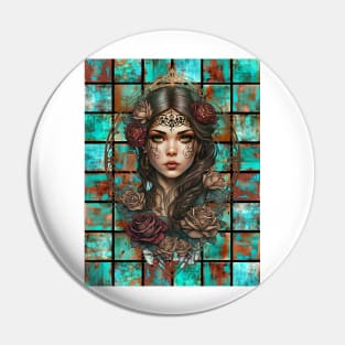 Copper Patina Boho Gothic Girl 3 Pin