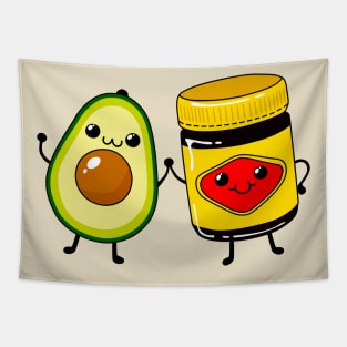 Vegemite and Avacado - Cute friends - Cute Vegetarian Spread - Australia Tapestry