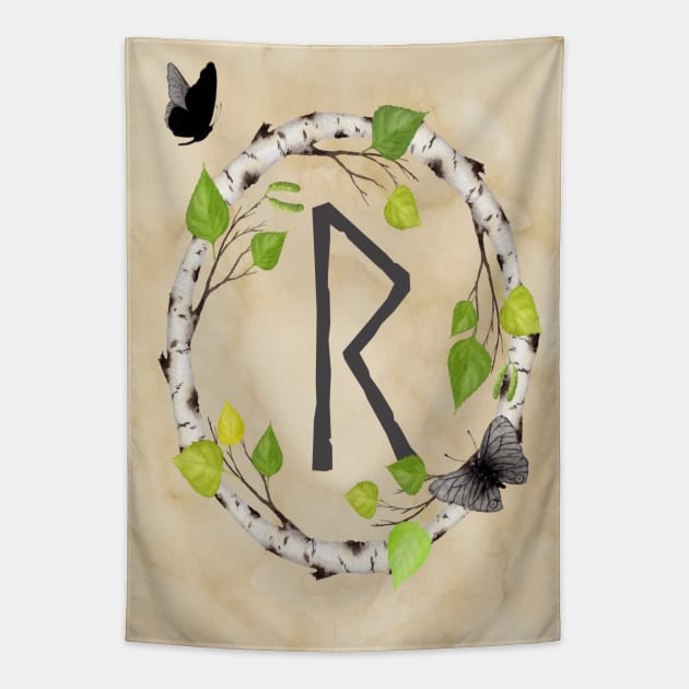 Raido Rune | Elder Futhark Norse Runes Alphabet Edit Tapestry by Time Nomads