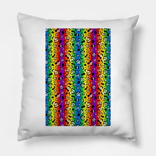 retro 90s rainbow leopard skulls Pillow