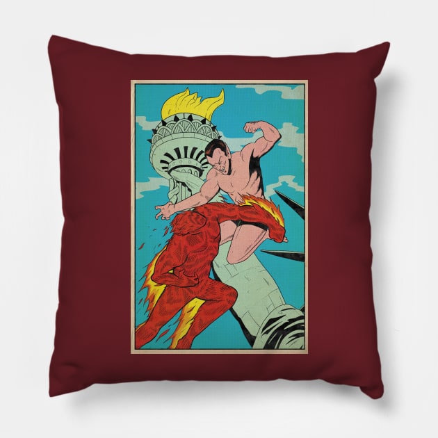 Namor VS the original Human Torch Pillow by SpikeyTortoiseComics