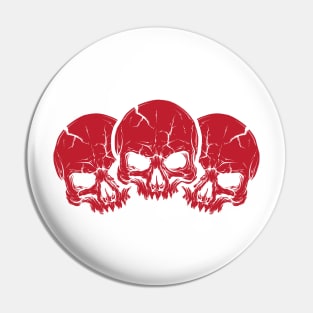 Red Triple Skull Pin