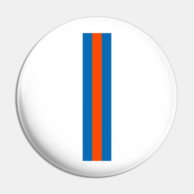 Retro American Basketball Stripes New York, White, Blue, Orange Pin by Culture-Factory