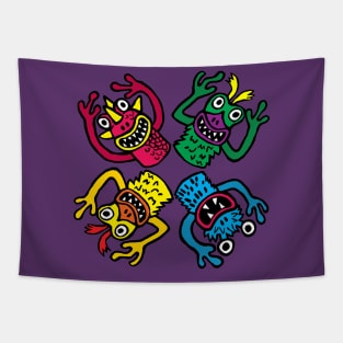 Finger Puppet Monsters Tapestry