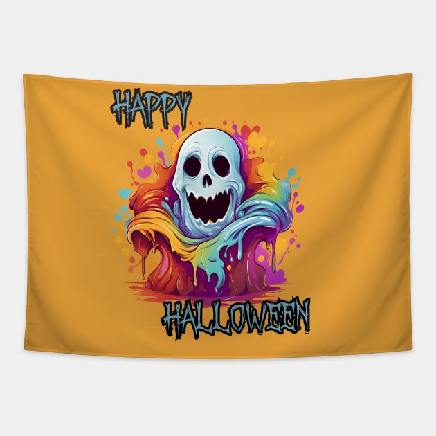 Spooky Ghost Happy Halloween Tapestry by DivShot 
