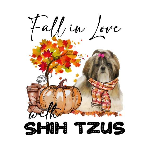 Fall In Love With Shih Tzus Fall Pumpkin Thanksgiving by Gearlds Leonia