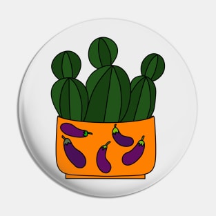 Cute Cactus Design #106: Eggplant Cactus Pot Pin