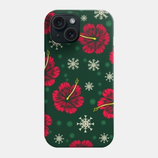 Tropical Floral Hibiscus Snowflakes Christmas Design Phone Case