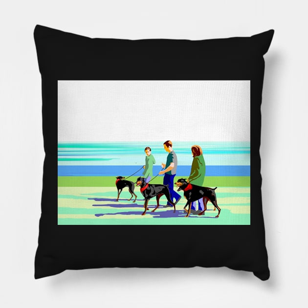 Dog Walkers with Doberman Pillow by Fash4You