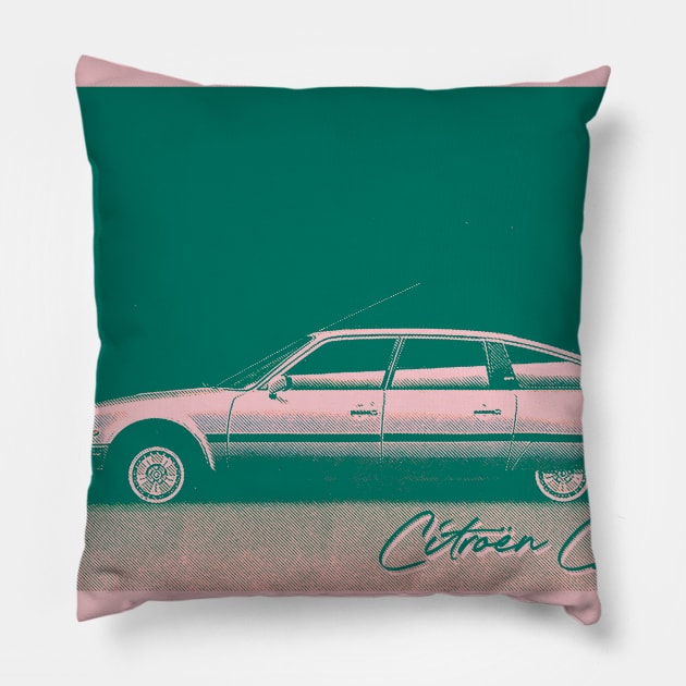 Citroën CX ------ Retro Style Duotone Aesthetic Car Art Pillow by unknown_pleasures