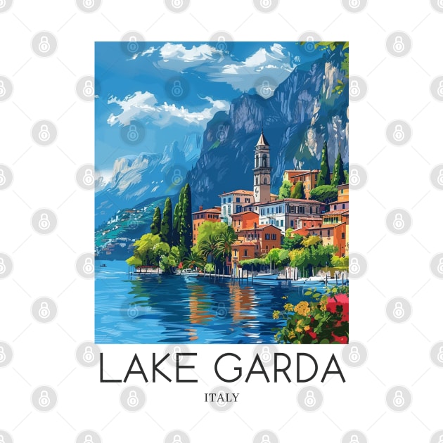 A Pop Art Travel Print of Lake Garda - Italy by Studio Red Koala