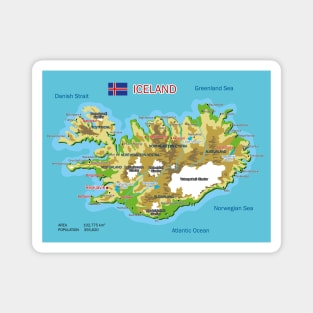 Geographic map of Iceland Magnet