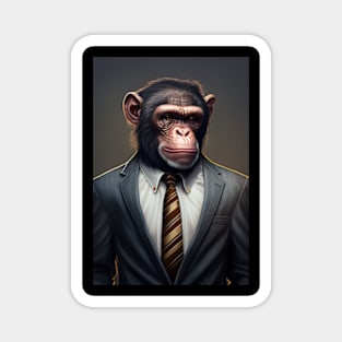 Adorable Monkey In A Suit - Fierce Chimpanzee Animal Print Art For Fashion Lovers Magnet