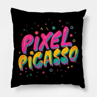 Pixel Picasso - Playful Graffiti Style for Digital Artists Pillow