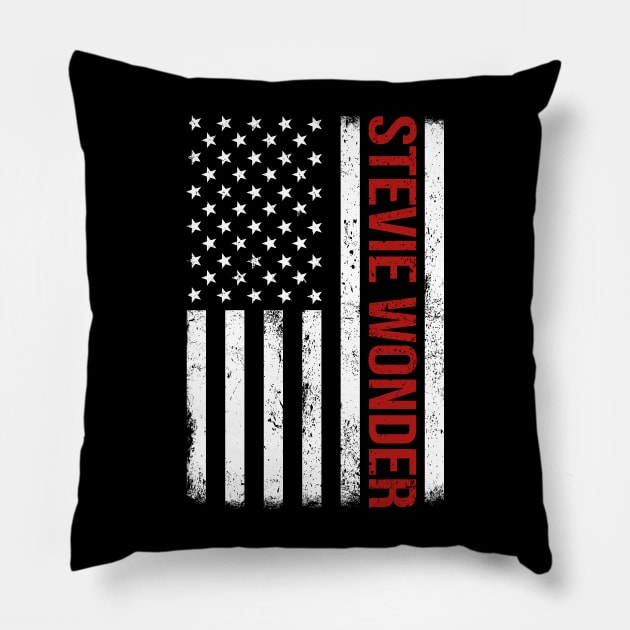 Graphic Stevie Wonder Proud Name US American Flag Birthday Gift Pillow by Intercrossed Animal 