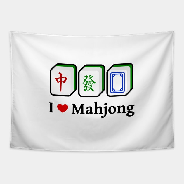 I Love Mahjong - Black | Mahjong Tiles, Cantonese Game Sticker Tapestry by PawaPotto