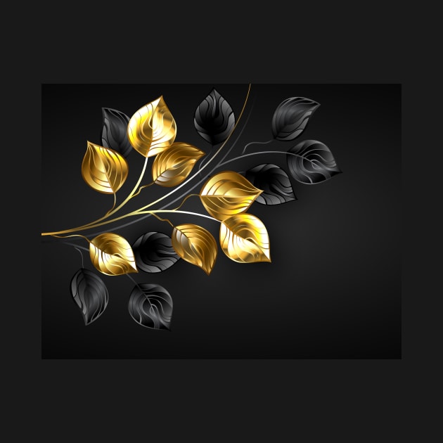 Background with Gold and Black Branches by Blackmoon9